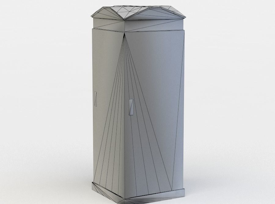 Telephone booth Low-poly 3D model_5