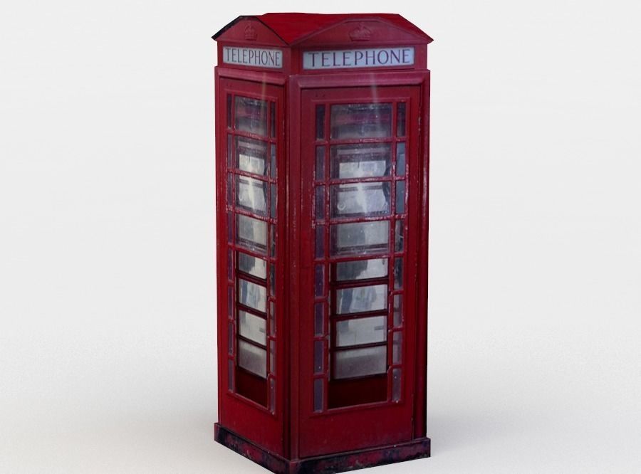 Telephone booth Low-poly 3D model_2