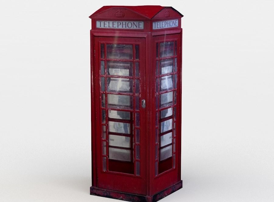 Telephone booth Low-poly 3D model_1