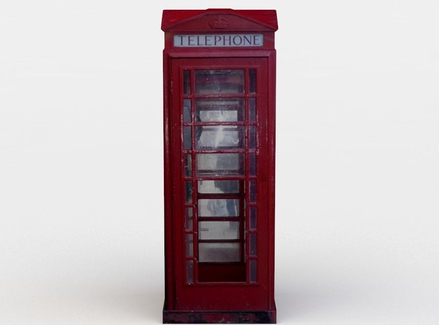Telephone booth Low-poly 3D model_0