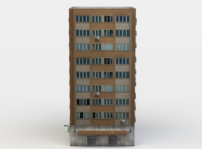 Apartment building Low-poly 3D model