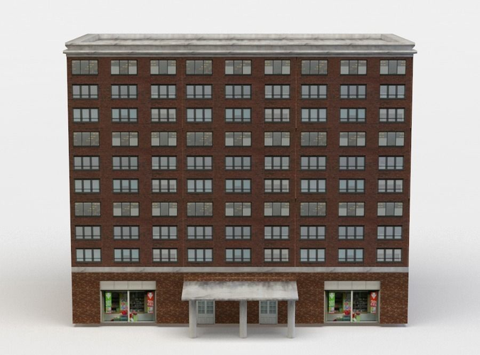 Apartment building Low-poly 3D model
