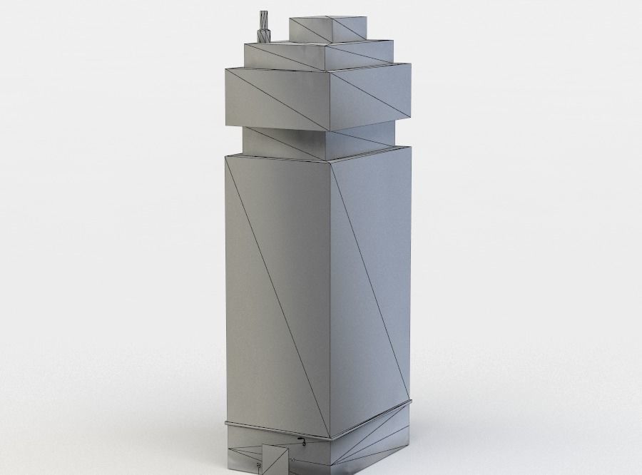 Tall building Low-poly 3D model_4
