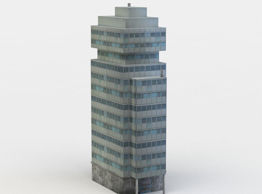 Tall building Low-poly 3D model_2