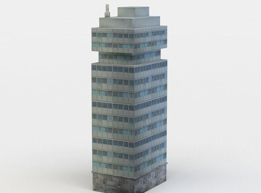 Tall building Low-poly 3D model_1