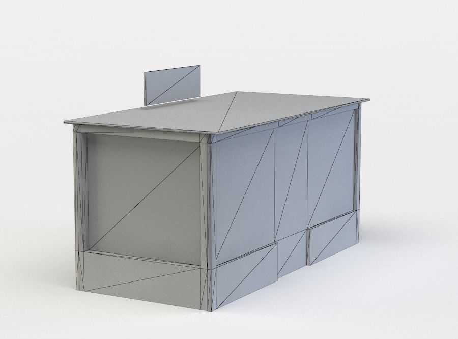 Kiosk store with fence Low-poly 3D model_4