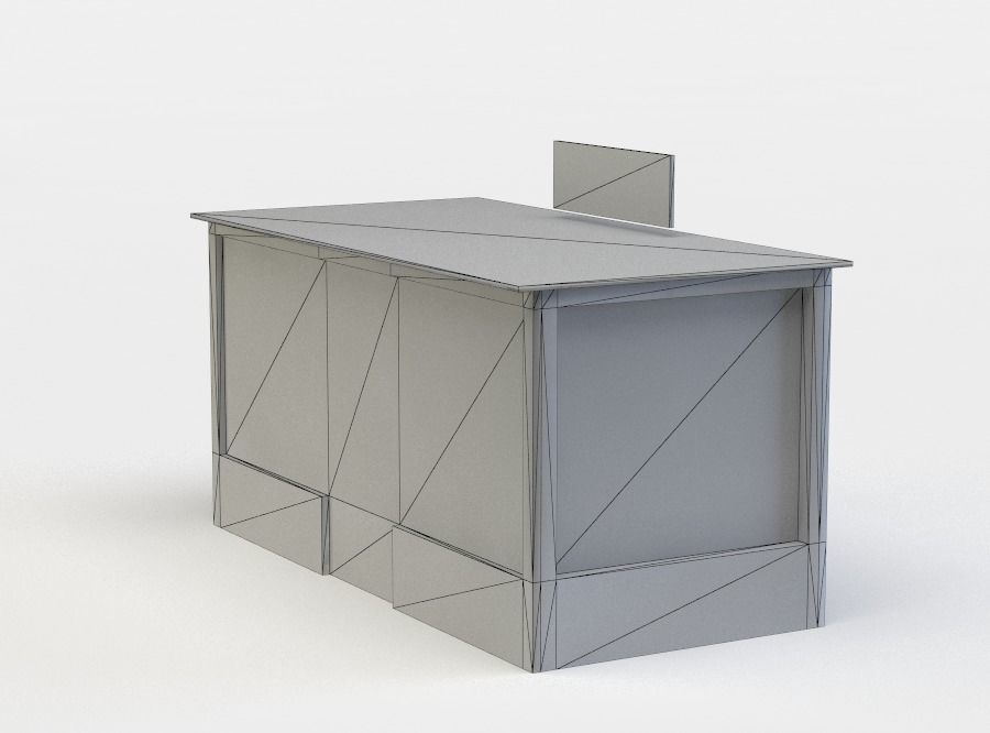 Kiosk store with fence Low-poly 3D model_5