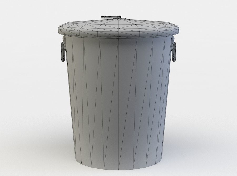 Trashcan trash can Low-poly 3D model_3