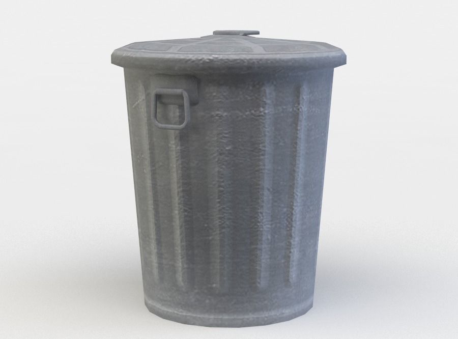 Trashcan trash can Low-poly 3D model_1