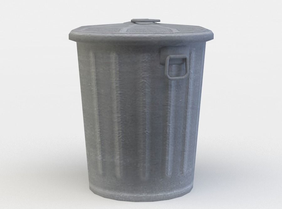 Trashcan trash can Low-poly 3D model_2