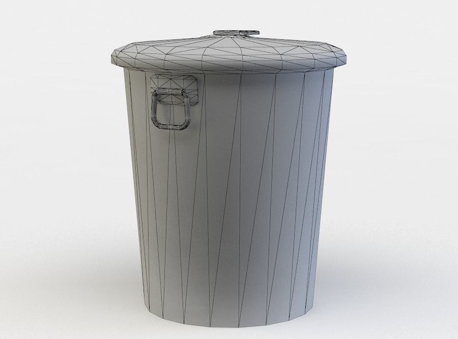 Trashcan trash can Low-poly 3D model_4
