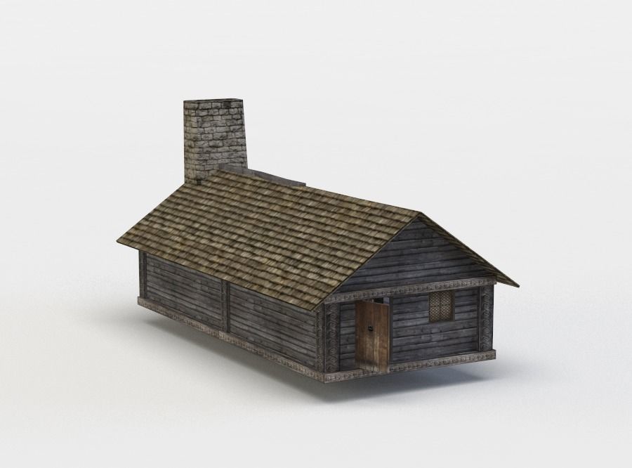 House log cabin Low-poly 3D model_2