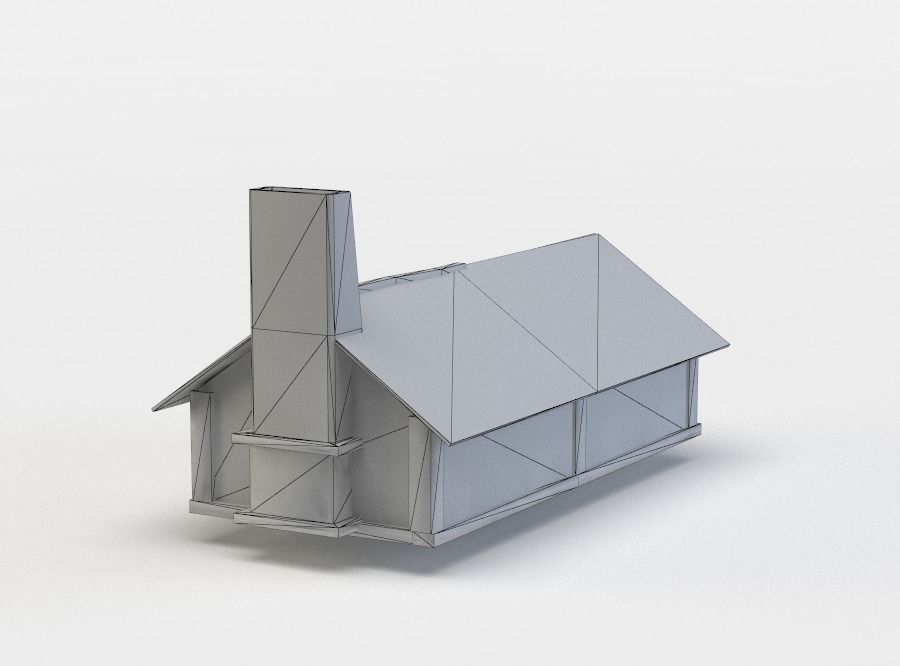 House log cabin Low-poly 3D model_4
