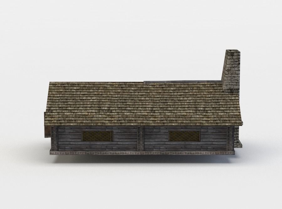 House log cabin Low-poly 3D model_0