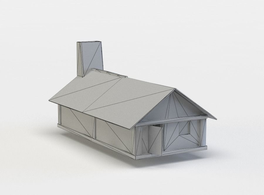 House log cabin Low-poly 3D model_5