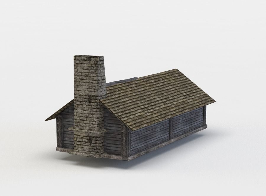 House log cabin Low-poly 3D model_1