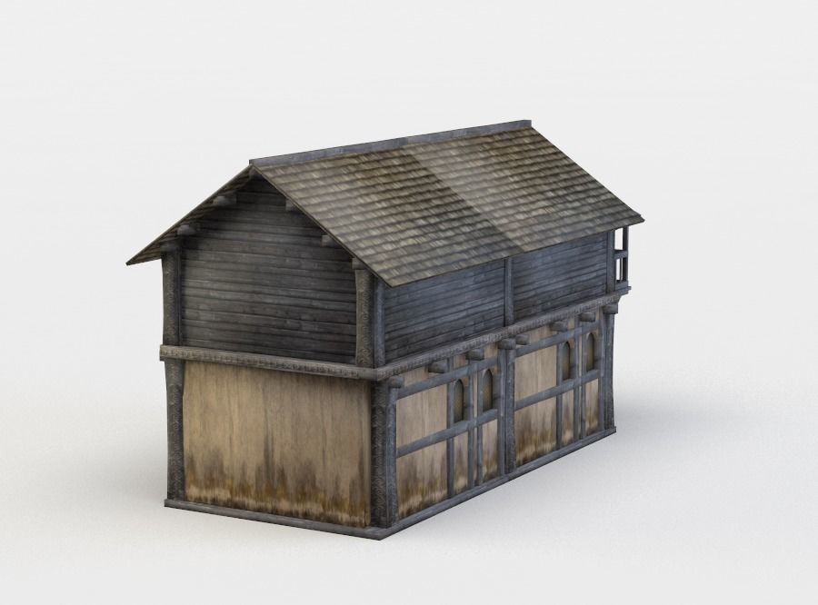 House medieval Low-poly 3D model_1