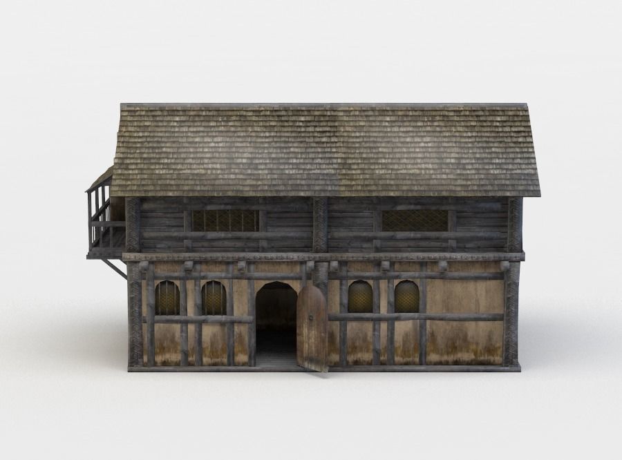 House medieval Low-poly 3D model_0
