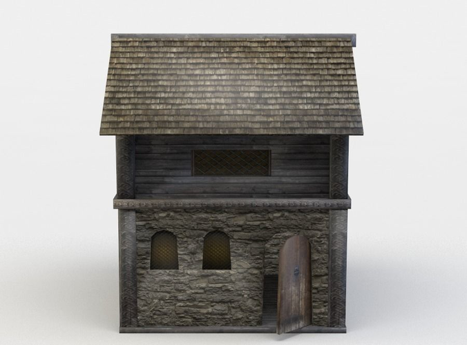 House made of geometric shapes Low-poly 3D model