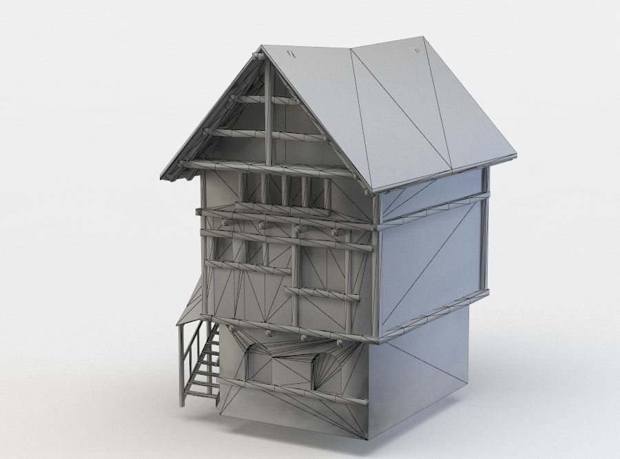 House medieval Low-poly 3D model_4