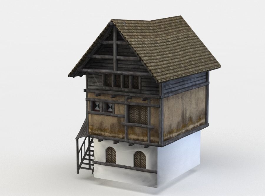 House medieval Low-poly 3D model_1