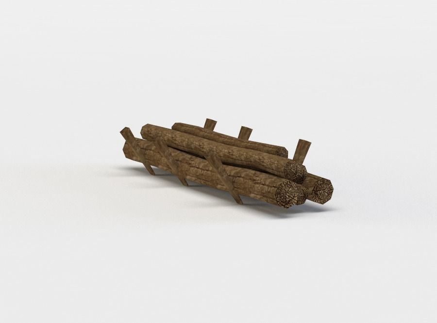 Log pile Low-poly 3D model_2