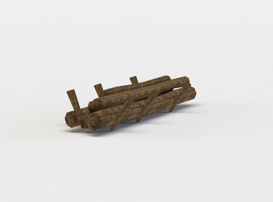 Log pile Low-poly 3D model_1