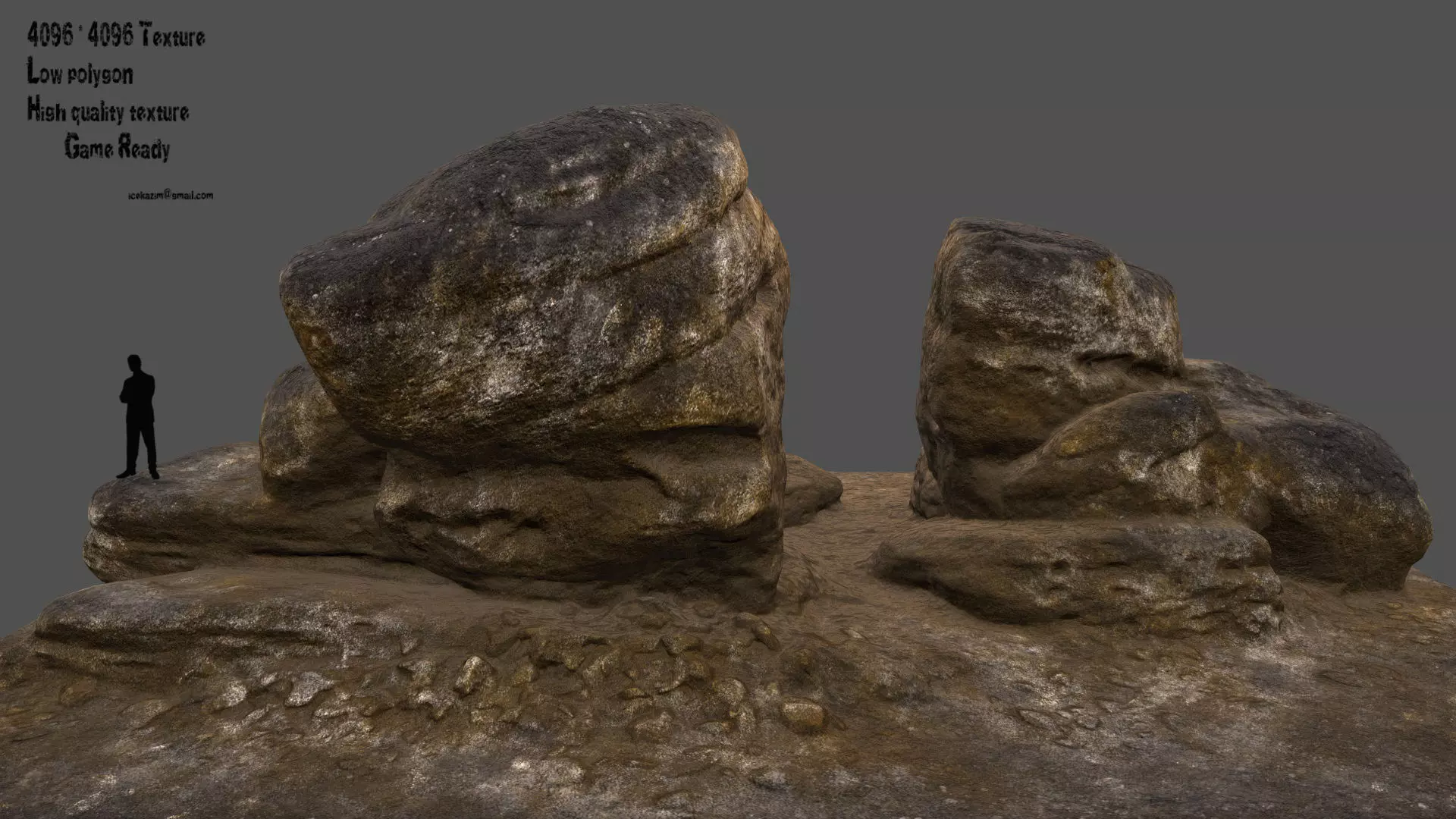 desert rocks 3 Low-poly 3D model_0