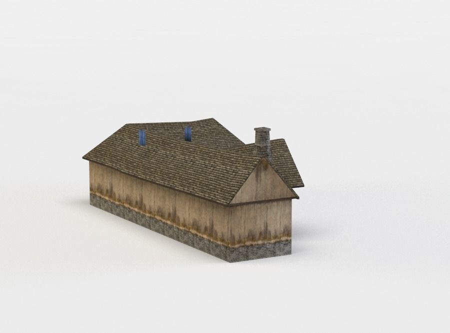 House wooden Low-poly 3D model_2