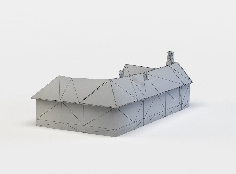 House wooden Low-poly 3D model_4