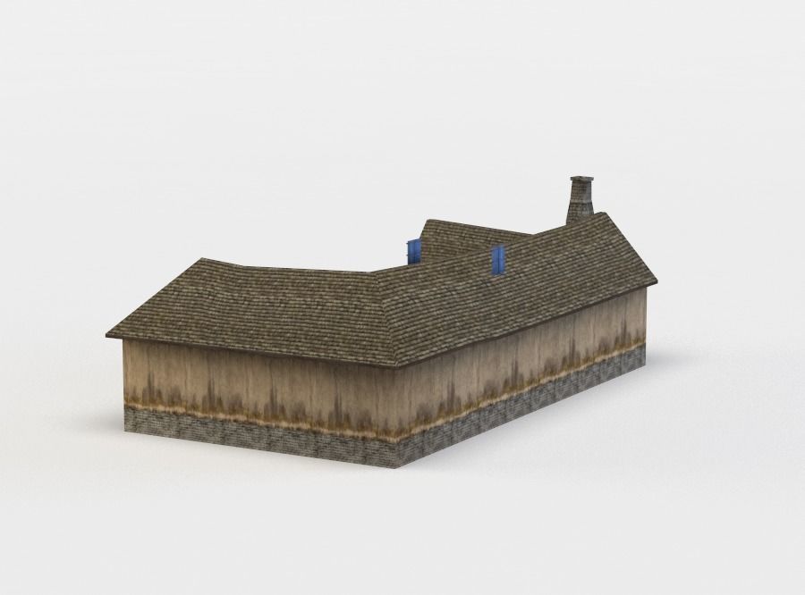 House wooden Low-poly 3D model_1