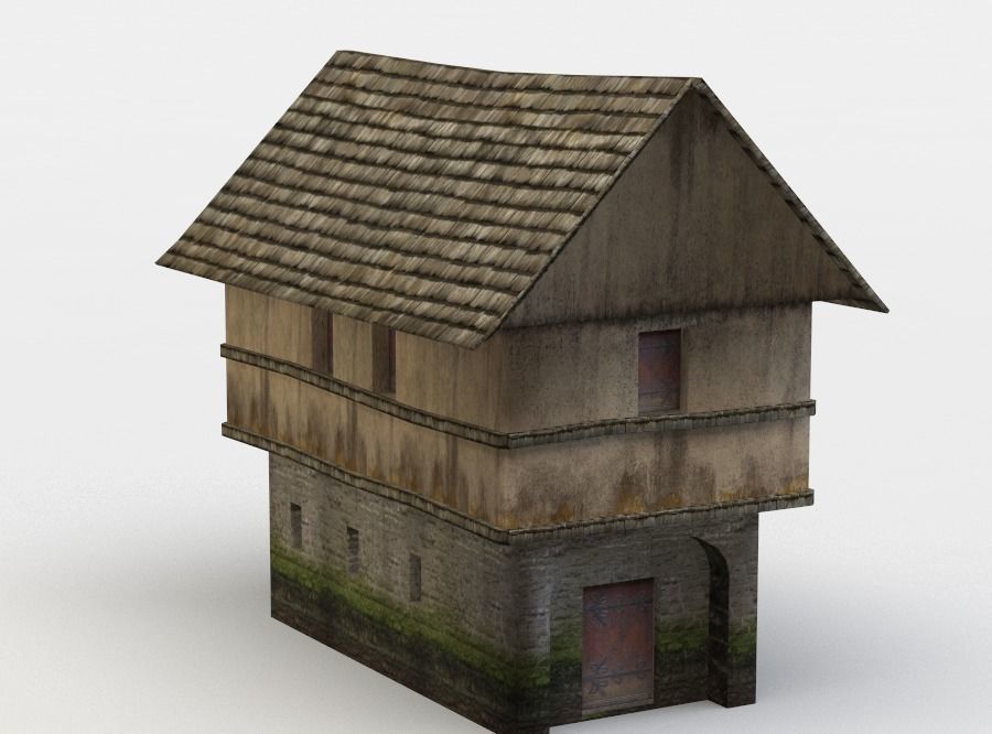 House wooden Low-poly 3D model_2