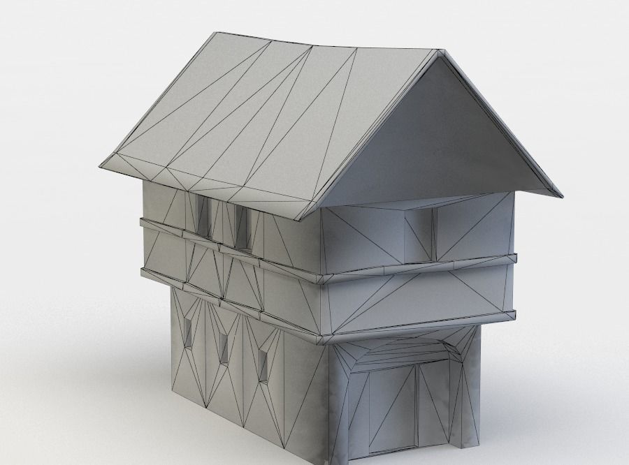 House wooden Low-poly 3D model_5