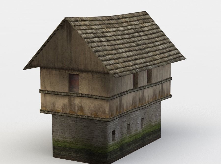 House wooden Low-poly 3D model_1