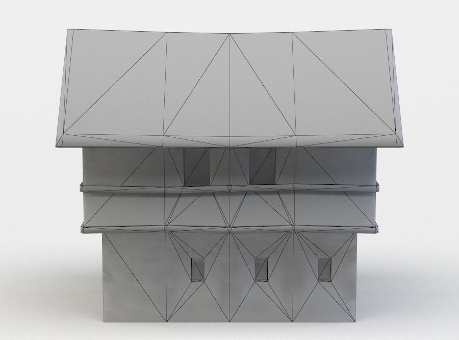 House wooden Low-poly 3D model_3