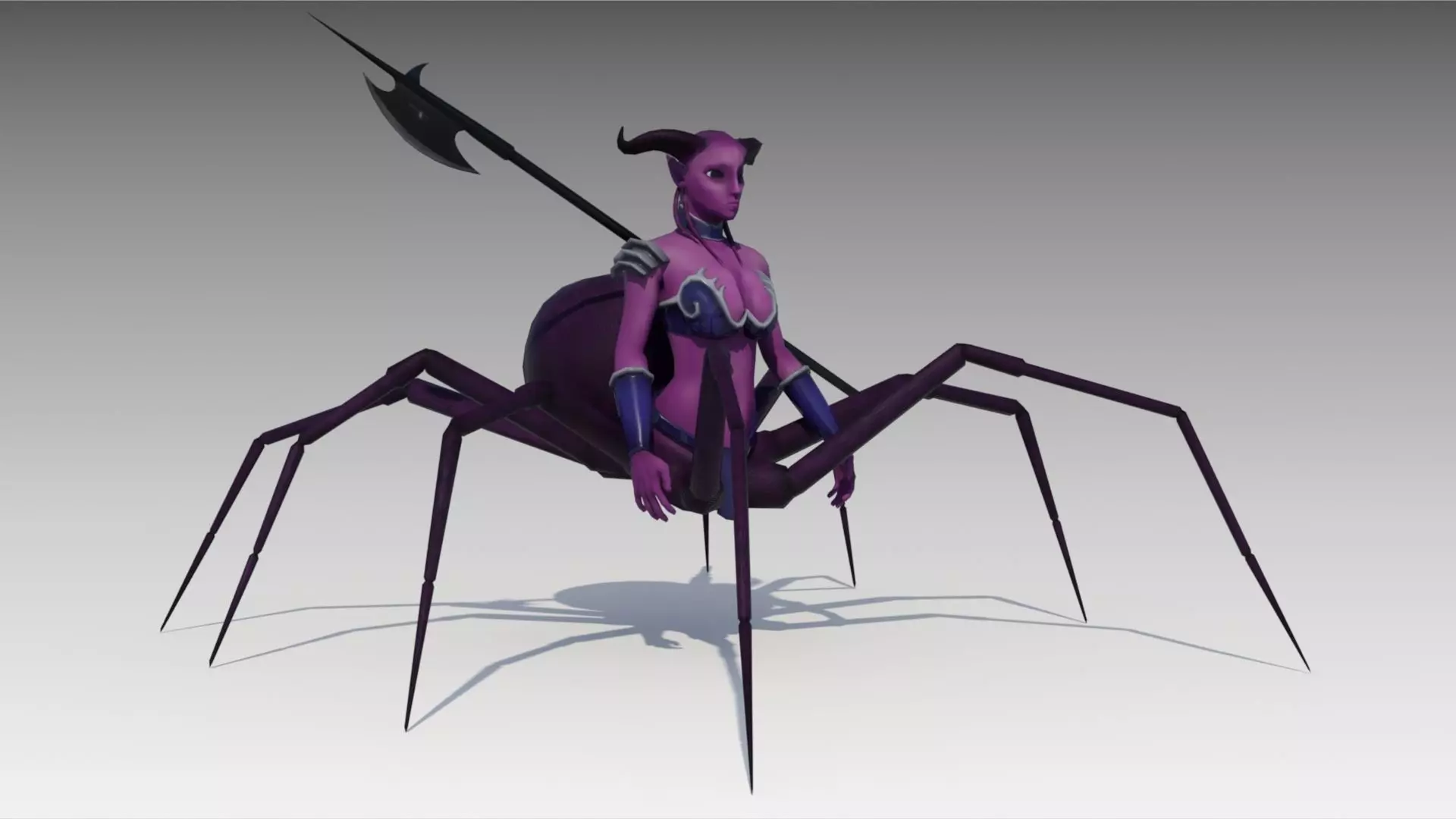 Drider woman on spider Low-poly 3D model_0