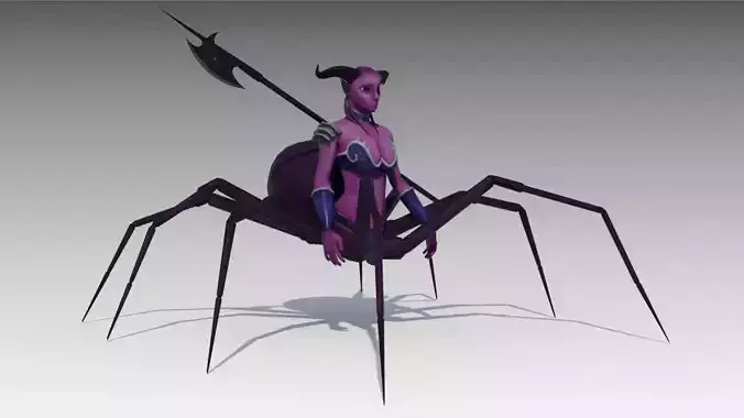 Drider woman on spider Low-poly 3D model