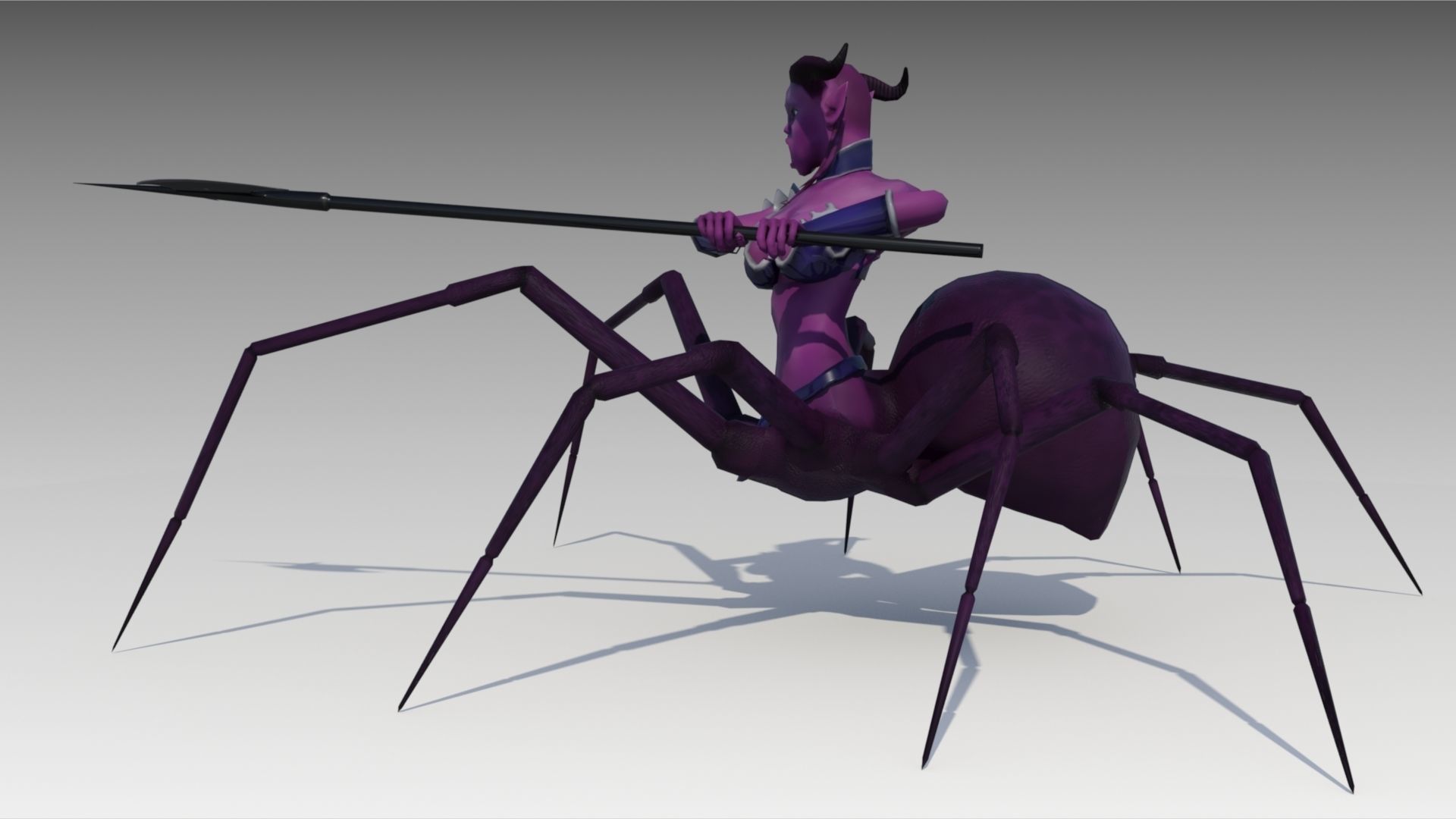 Drider woman on spider Low-poly 3D model_3