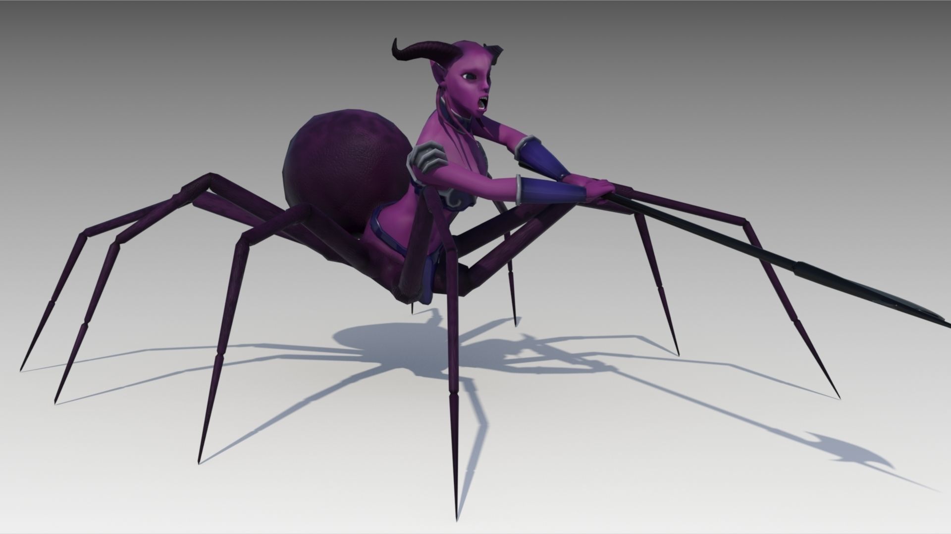 Drider woman on spider Low-poly 3D model_2