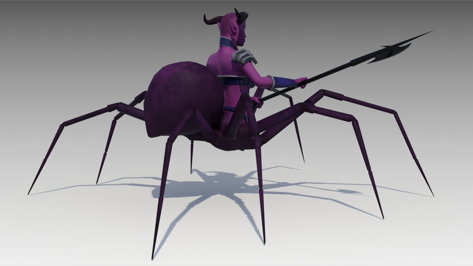 Drider woman on spider Low-poly 3D model_5