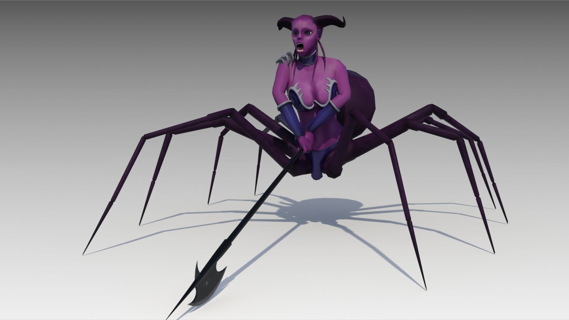 Drider woman on spider Low-poly 3D model_4