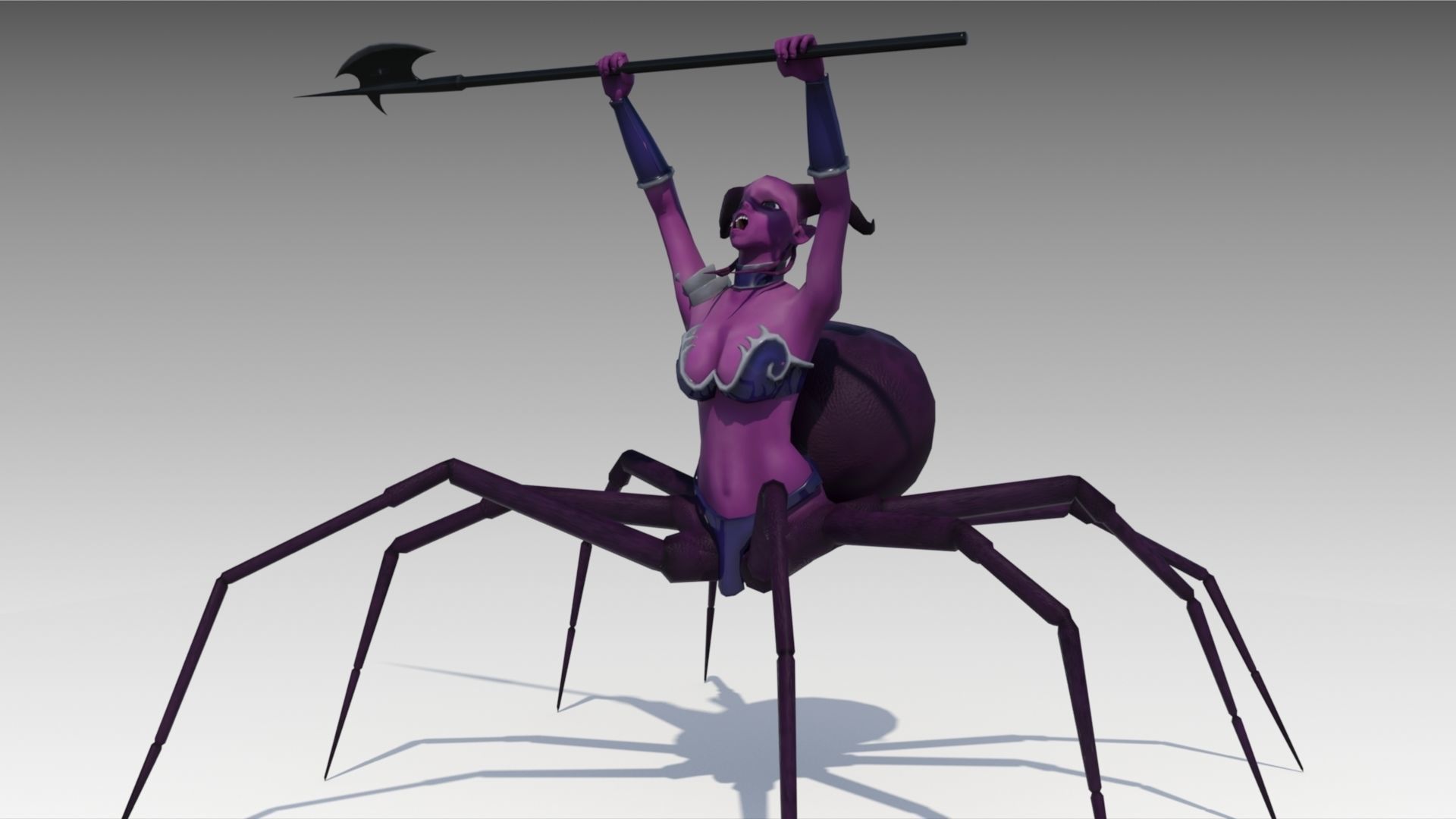 Drider woman on spider Low-poly 3D model_6