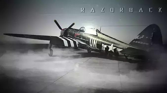 P-47 Razorback Thunderbolt Low-poly 3D model