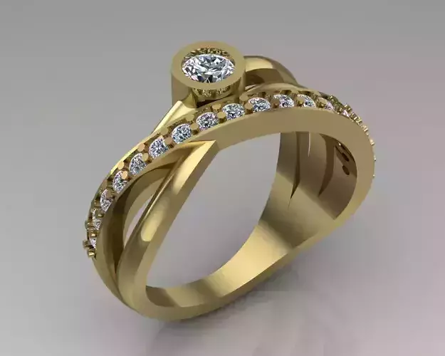 Ring 1 engagement gold with diamonds
