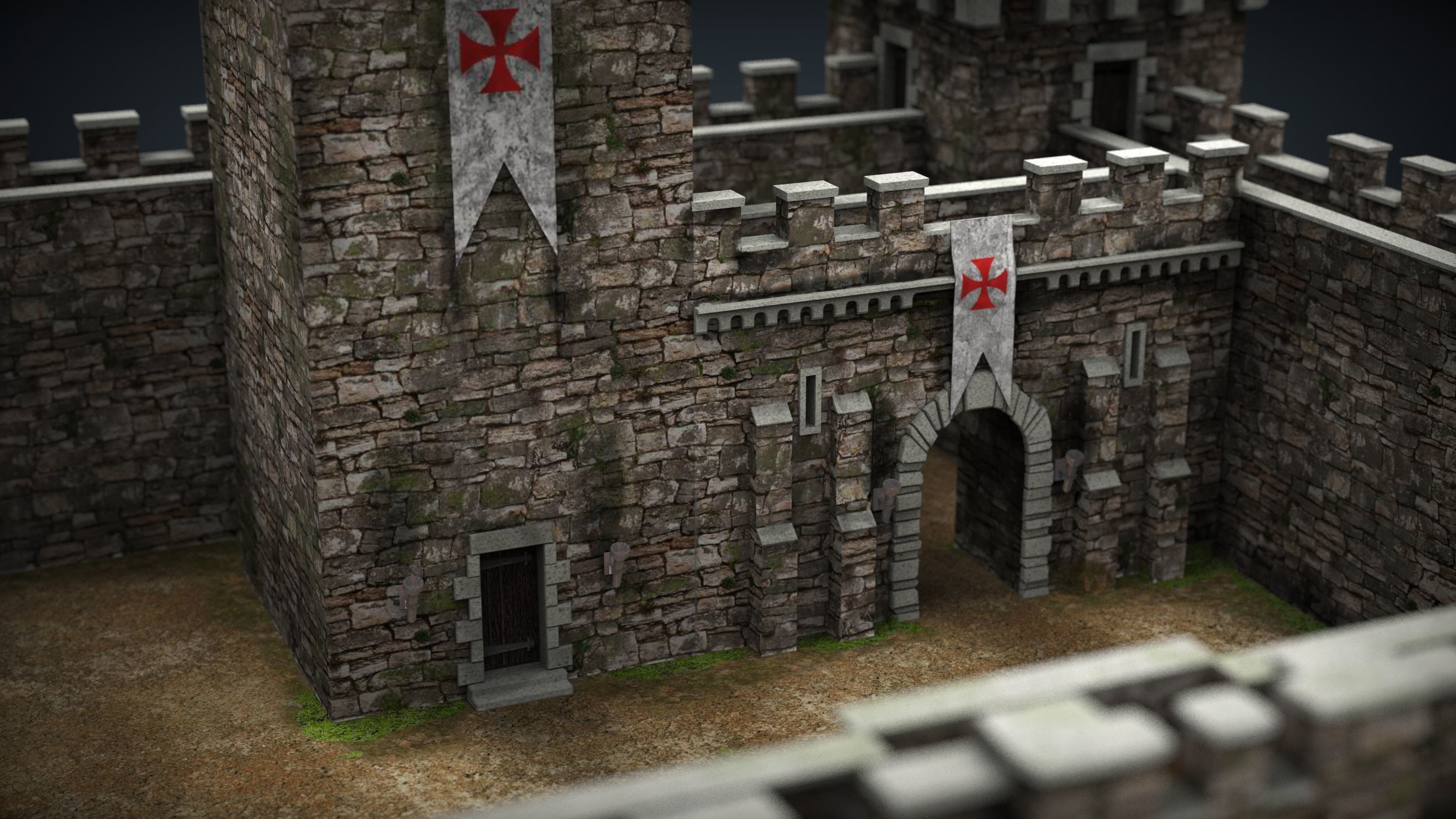 Medieval Fortress Low-poly 3D model_14