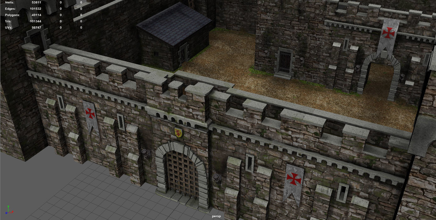 Medieval Fortress Low-poly 3D model_13
