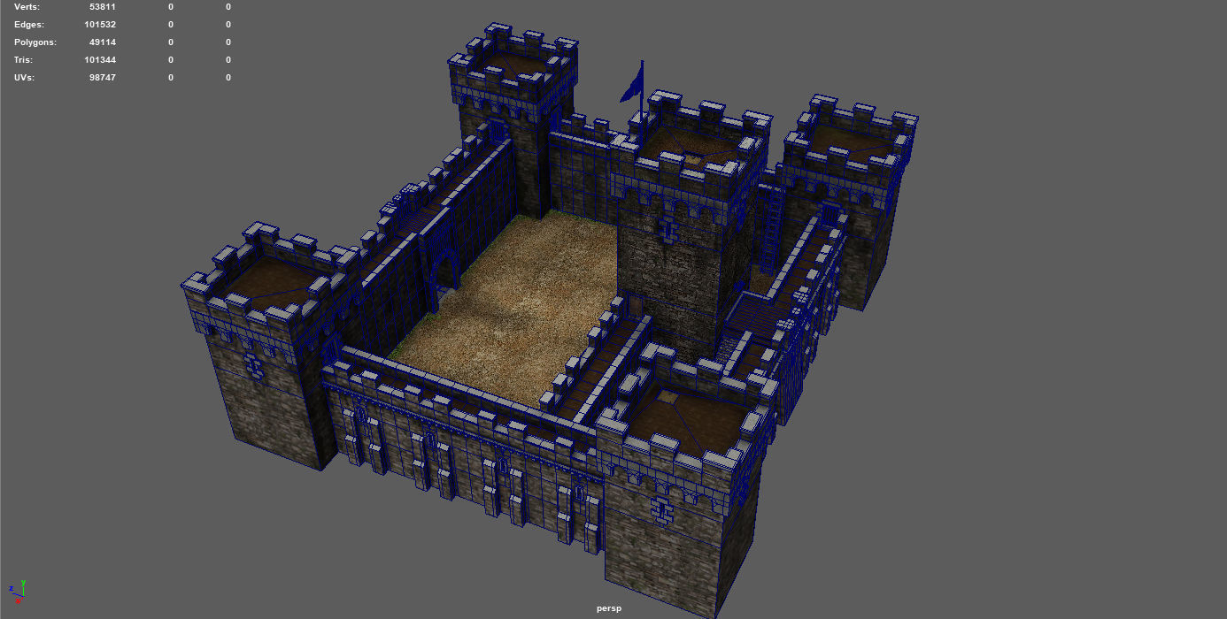 Medieval Fortress Low-poly 3D model_9