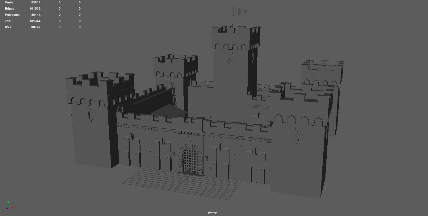 Medieval Fortress Low-poly 3D model_6