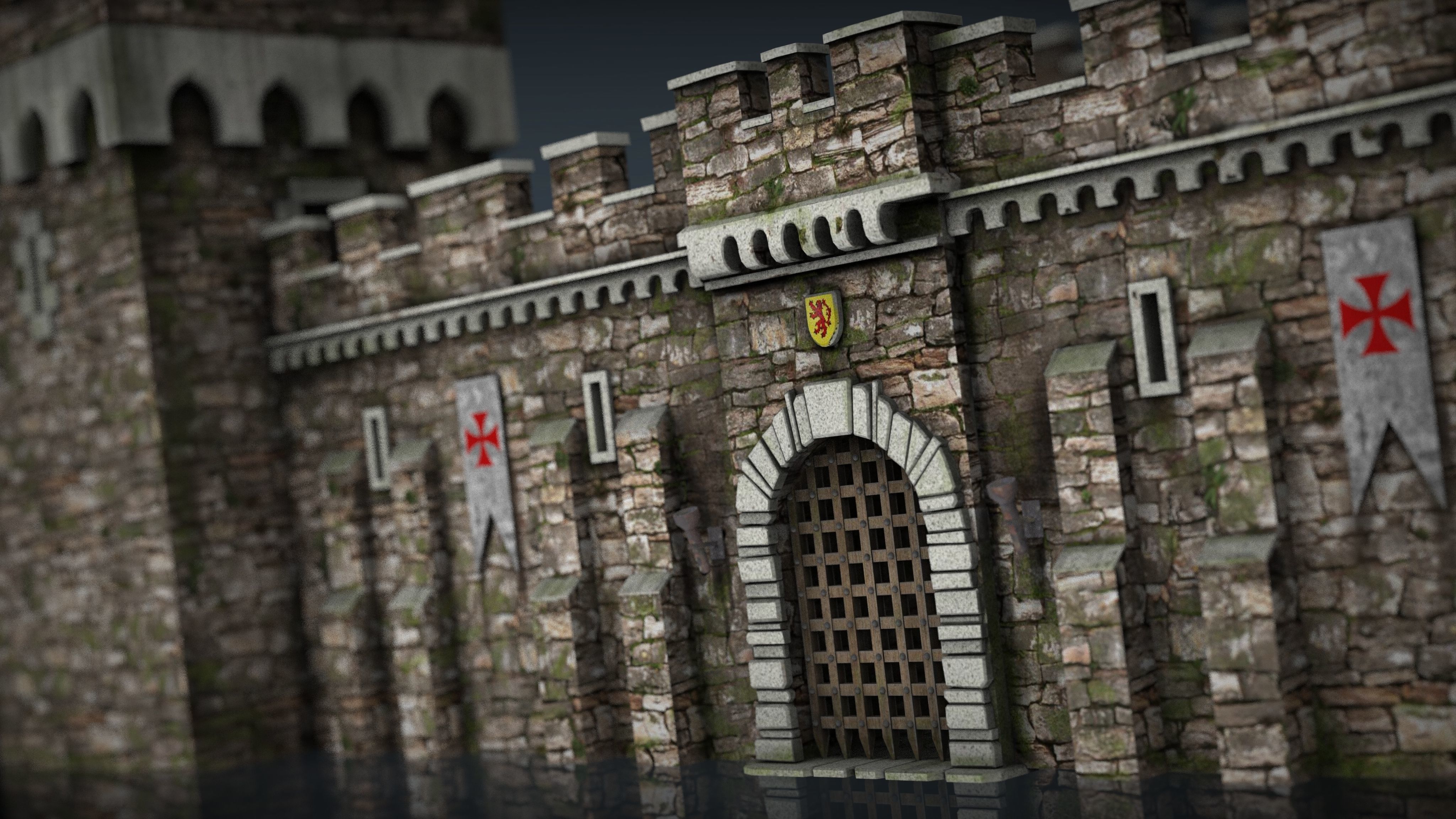 Medieval Fortress Low-poly 3D model_3