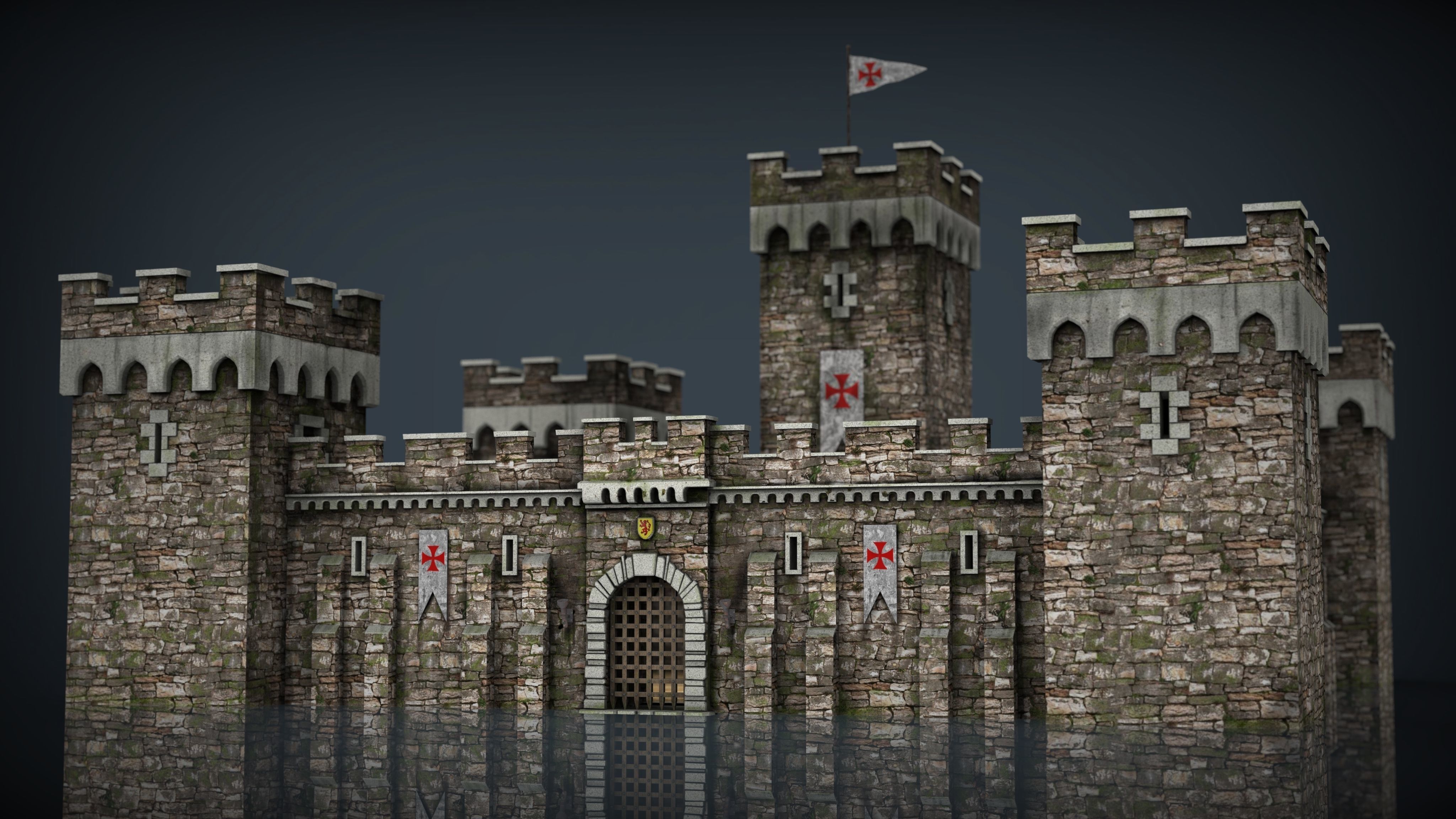 Medieval Fortress Low-poly 3D model_2